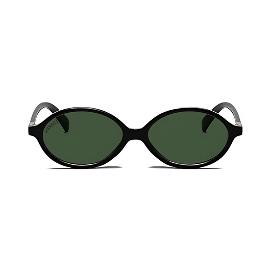 essntl series Retro Vintage 90s Oval Sunglasses For Men & Women - Back Green