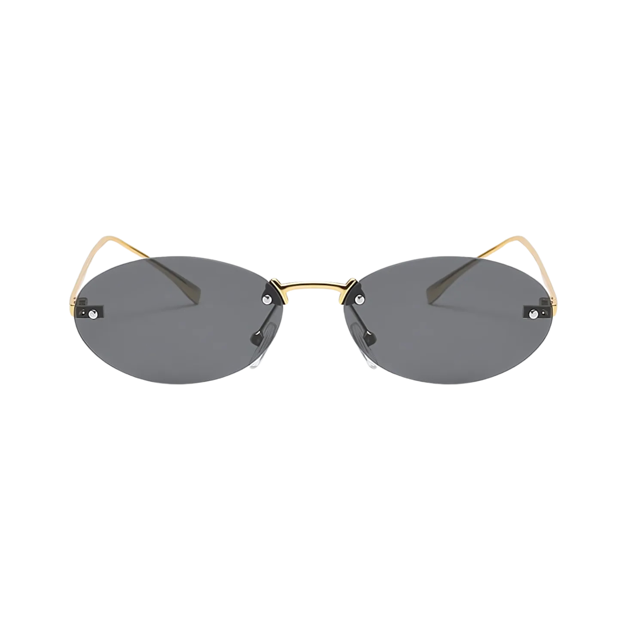 crush series Retro Vintage Rimless Oval Sunglasses For Men & Women - Gold Grey crush series Retro Vintage Rimless Oval Sunglasses For Men & Women - Gold Grey
