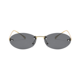 crush series Retro Vintage Rimless Oval Sunglasses For Men & Women - Gold Grey crush series Retro Vintage Rimless Oval Sunglasses For Men & Women - Gold Grey