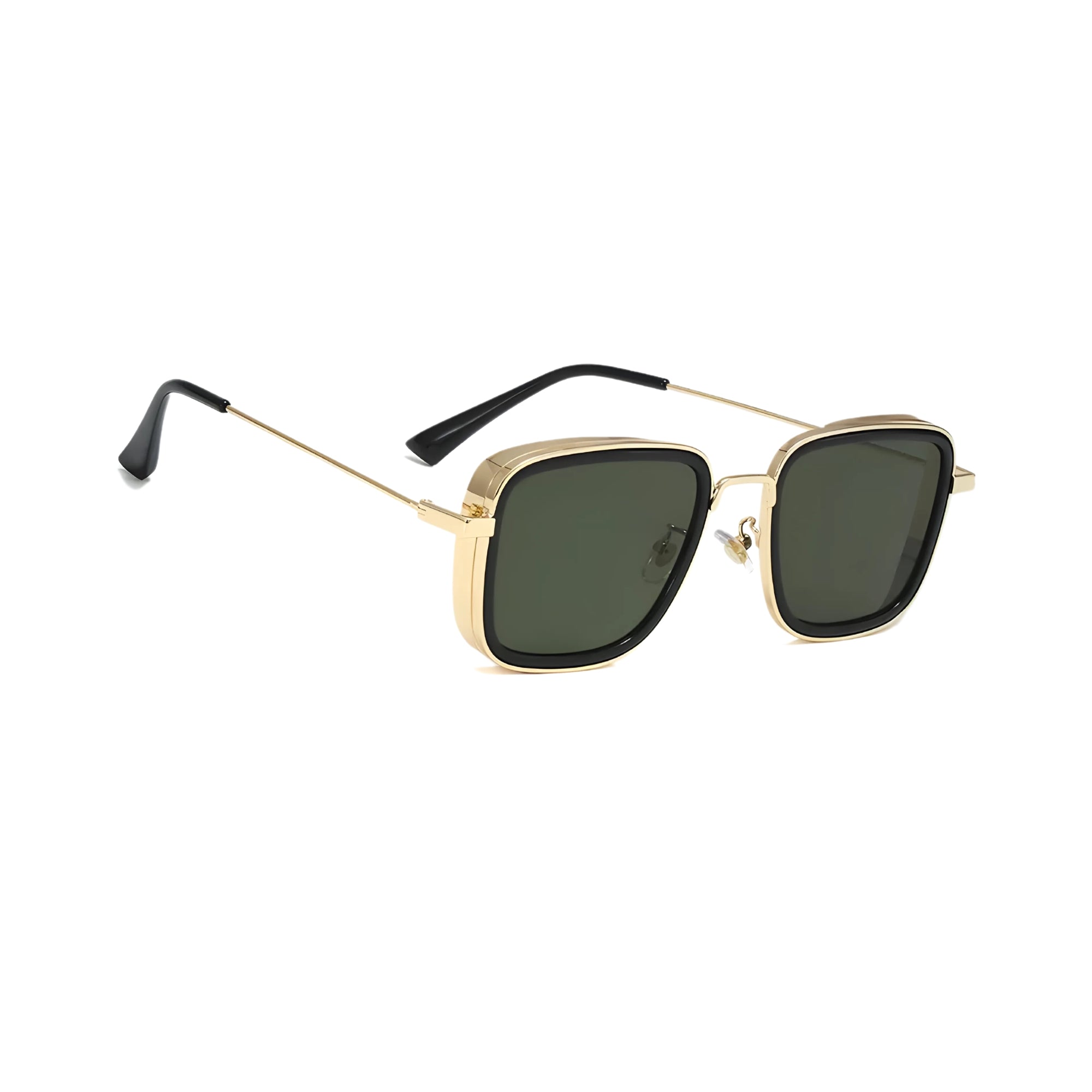 Fame Series Retro Square Sunglasses - Gold Frame Green Lens Fame Series Retro Square Sunglasses - Gold Frame Green Lens