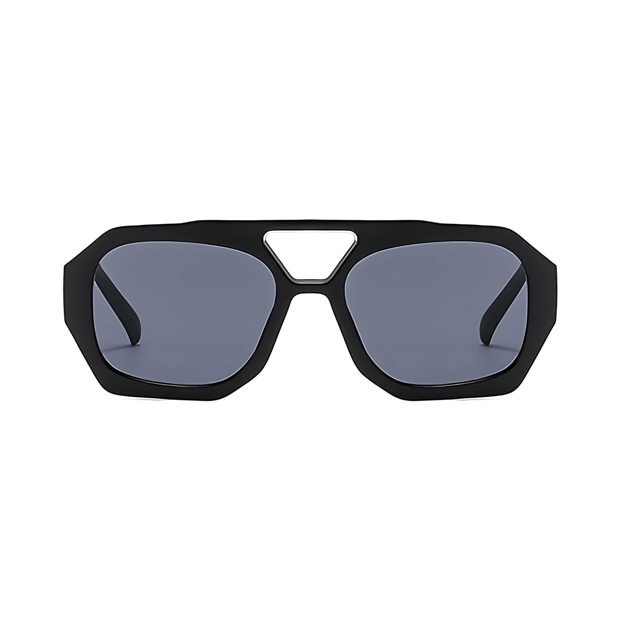 Rebel Retro Vintage 70s Hexagonal Aviator Double Bridge Sunglasses -  Black Rebel Retro Vintage 70s Hexagonal Aviator Double Bridge Sunglasses -  Black