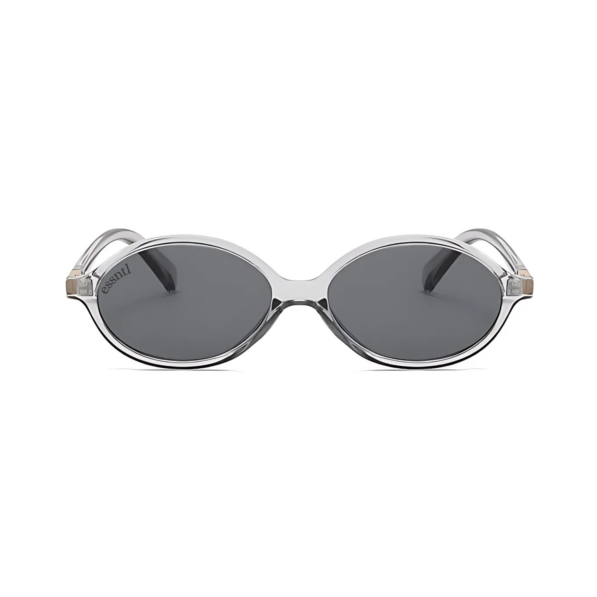 essntl series Retro Vintage 90s Oval Sunglasses For Men & Women - Transparent Grey Frame Grey Lenses essntl series Retro Vintage 90s Oval Sunglasses For Men & Women - Transparent Grey Frame Grey Lenses