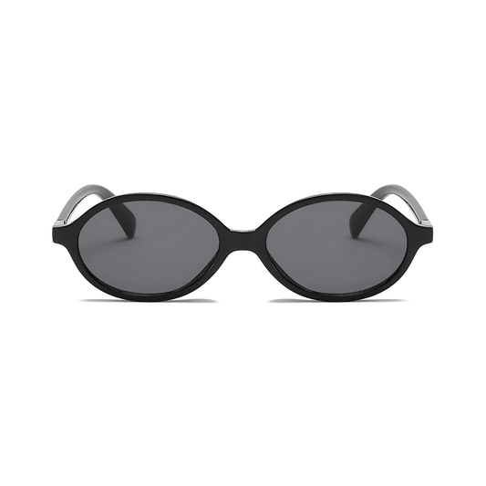 essntl series Retro Vintage 90s Oval Sunglasses For Men & Women - Black