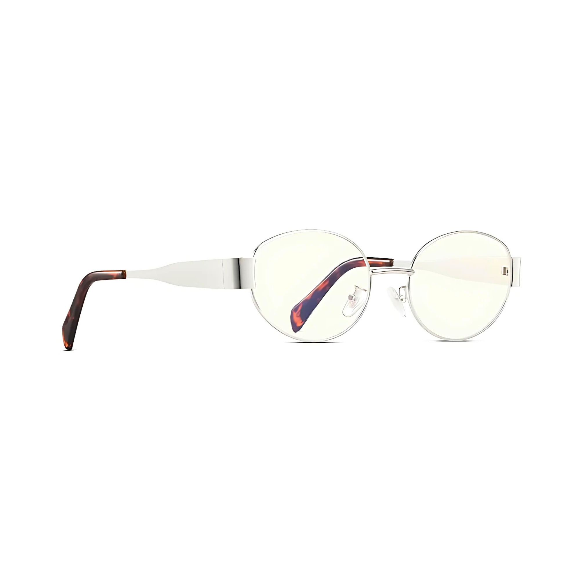 essntl Series Retro Oval Blue Light Blocking Computer Glasses - Unisex - Platinum Silver essntl Series Retro Oval Blue Light Blocking Computer Glasses - Unisex - Platinum Silver