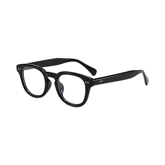 Dotted Series Panto Blue Light Blocking Glasses for Men & Women - Black