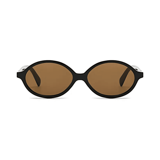 essntl series Retro Vintage 90s Oval Sunglasses For Men & Women - Black Brown