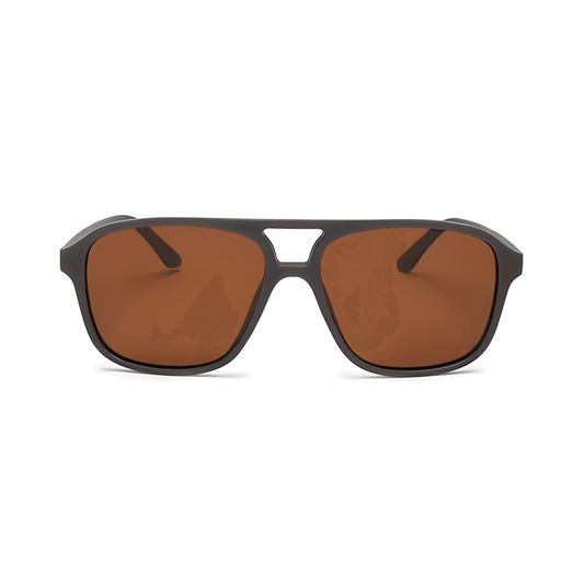 Klassic Series Rectangle Polarized & UV Protected Sunglasses Matte Grey Frame & Brown Lenses