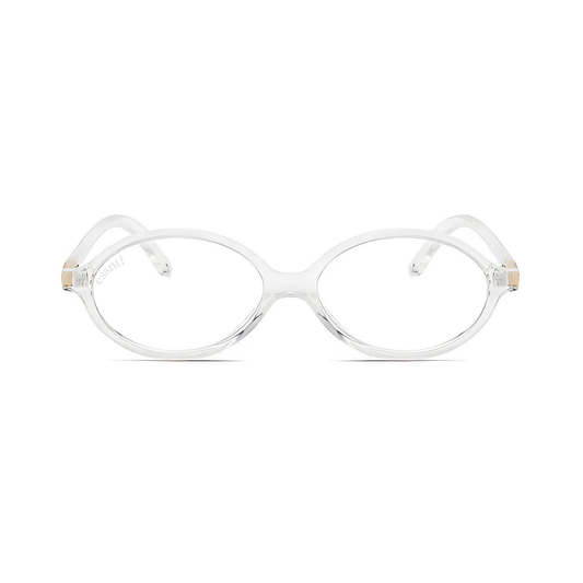 essntl series Retro Vintage 90s Oval Computer Glasses For Men & Women - Transparent