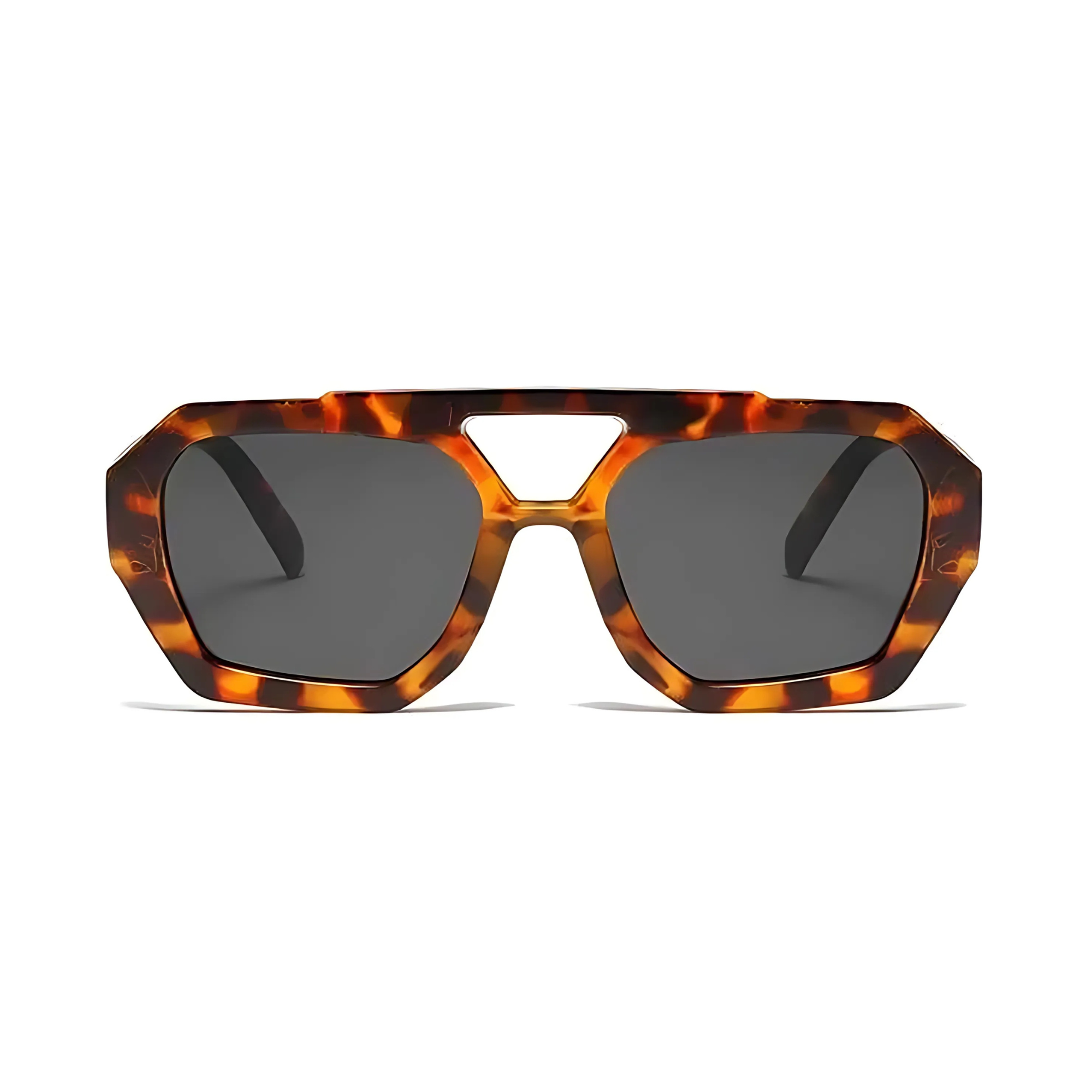 Rebel Retro Vintage 70s Hexagonal Aviator Double Bridge Sunglasses - Tortoise Frame Grey Lenses Rebel Retro Vintage 70s Hexagonal Aviator Double Bridge Sunglasses - Tortoise Frame Grey Lenses