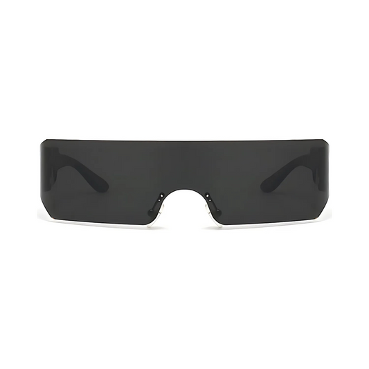 Futuristic Series Shield Sunglasses - Black Frame Grey Lenses