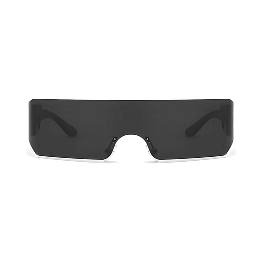 Futuristic Series Shield Sunglasses - Black Frame Grey Lenses