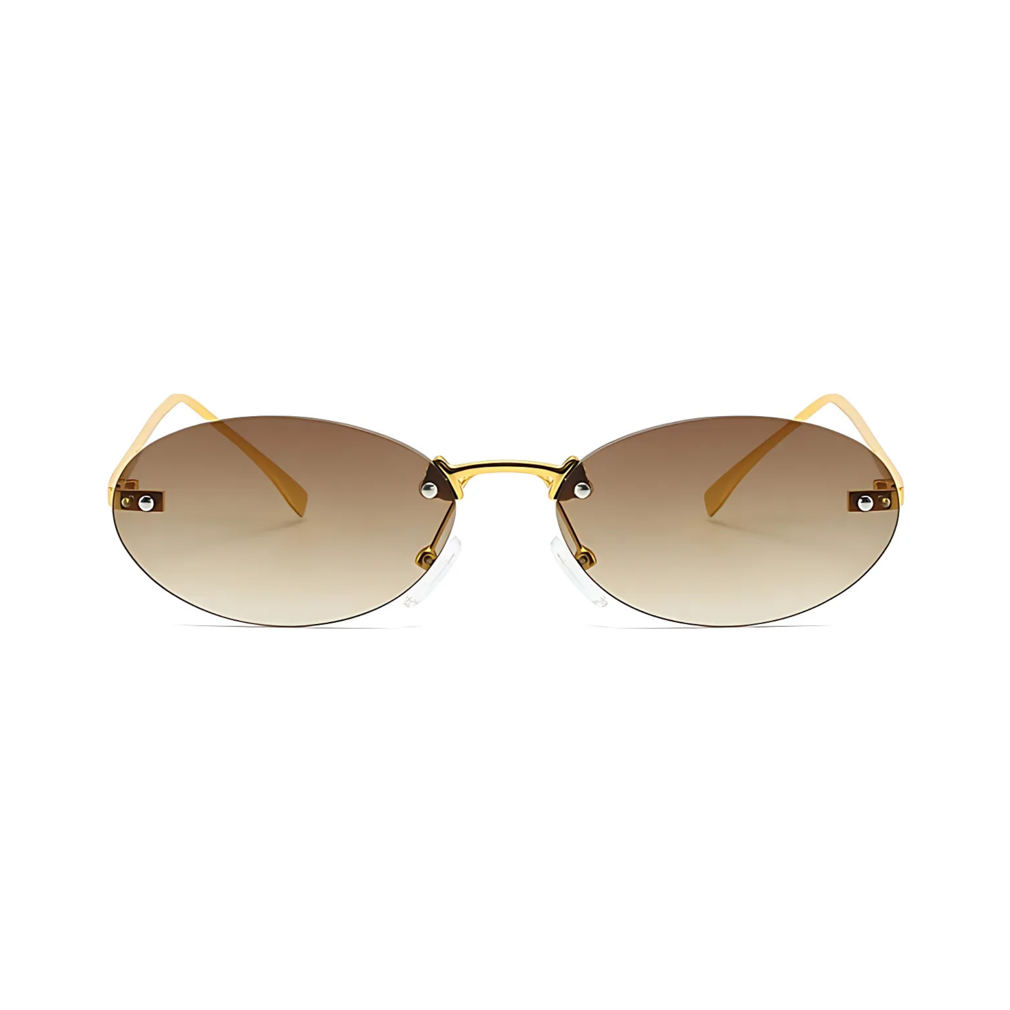 crush series Retro Vintage Rimless Oval Sunglasses For Men & Women - Gold Brown Gradient crush series Retro Vintage Rimless Oval Sunglasses For Men & Women - Gold Brown Gradient