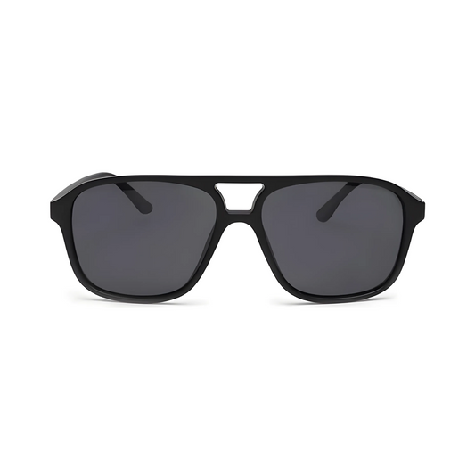 Klassic Series Rectangle Polarized & UV Protected Sunglasses Matte Black Frame & Grey Lenses