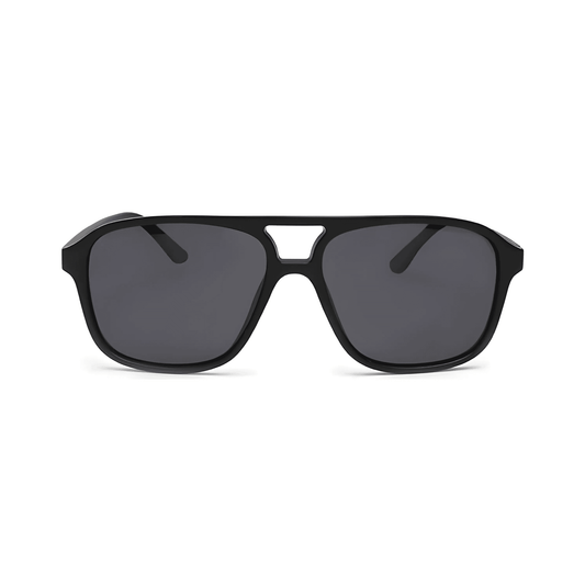 Klassic Series Rectangle Polarized & UV Protected Sunglasses Matte Black Frame & Grey Lenses
