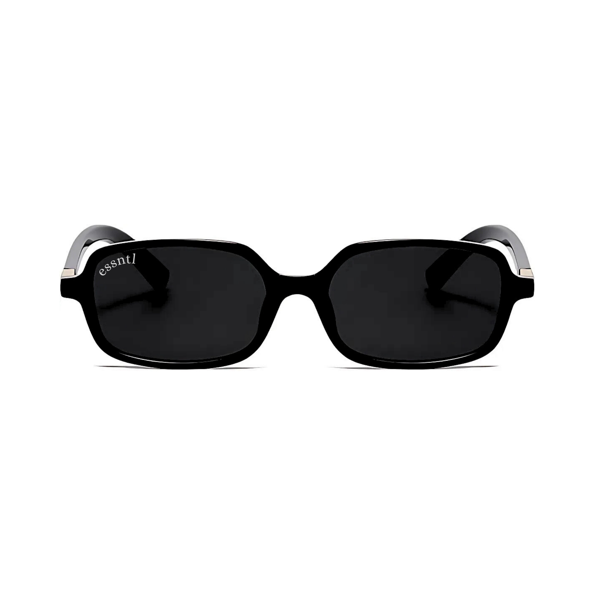 essntl series Retro Vintage Narrow 90s Rectangle Sunglasses For Men & Women - Black Grey essntl series Retro Vintage Narrow 90s Rectangle Sunglasses For Men & Women - Black Grey