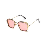 Fame Series Retro Square Sunglasses - Gold Frame Pink Lens Fame Series Retro Square Sunglasses - Gold Frame Pink Lens