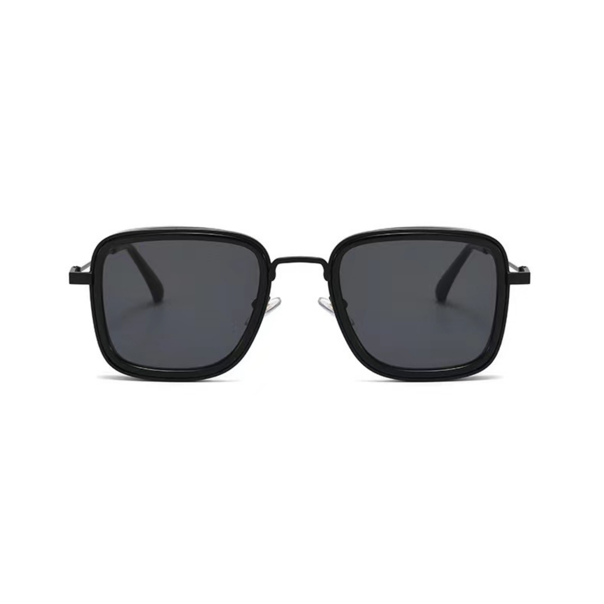 Fame Series Retro Square Sunglasses - Black Frame Grey Lens Fame Series Retro Square Sunglasses - Black Frame Grey Lens