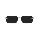 HautRim Series Rimless Rectangle Unisex Sunglasses - Gold Frame Black Lenses HautRim Series Rimless Rectangle Unisex Sunglasses - Gold Frame Black Lenses