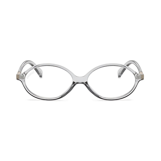 essntl series Retro Vintage 90s Oval Computer Glasses For Men & Women - Transparent Grey