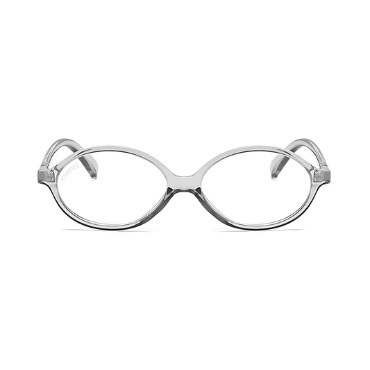essntl series Retro Vintage 90s Oval Computer Glasses For Men & Women - Transparent Grey