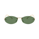 crush series Retro Vintage Rimless Oval Sunglasses For Men & Women - Gold Green crush series Retro Vintage Rimless Oval Sunglasses For Men & Women - Gold Green