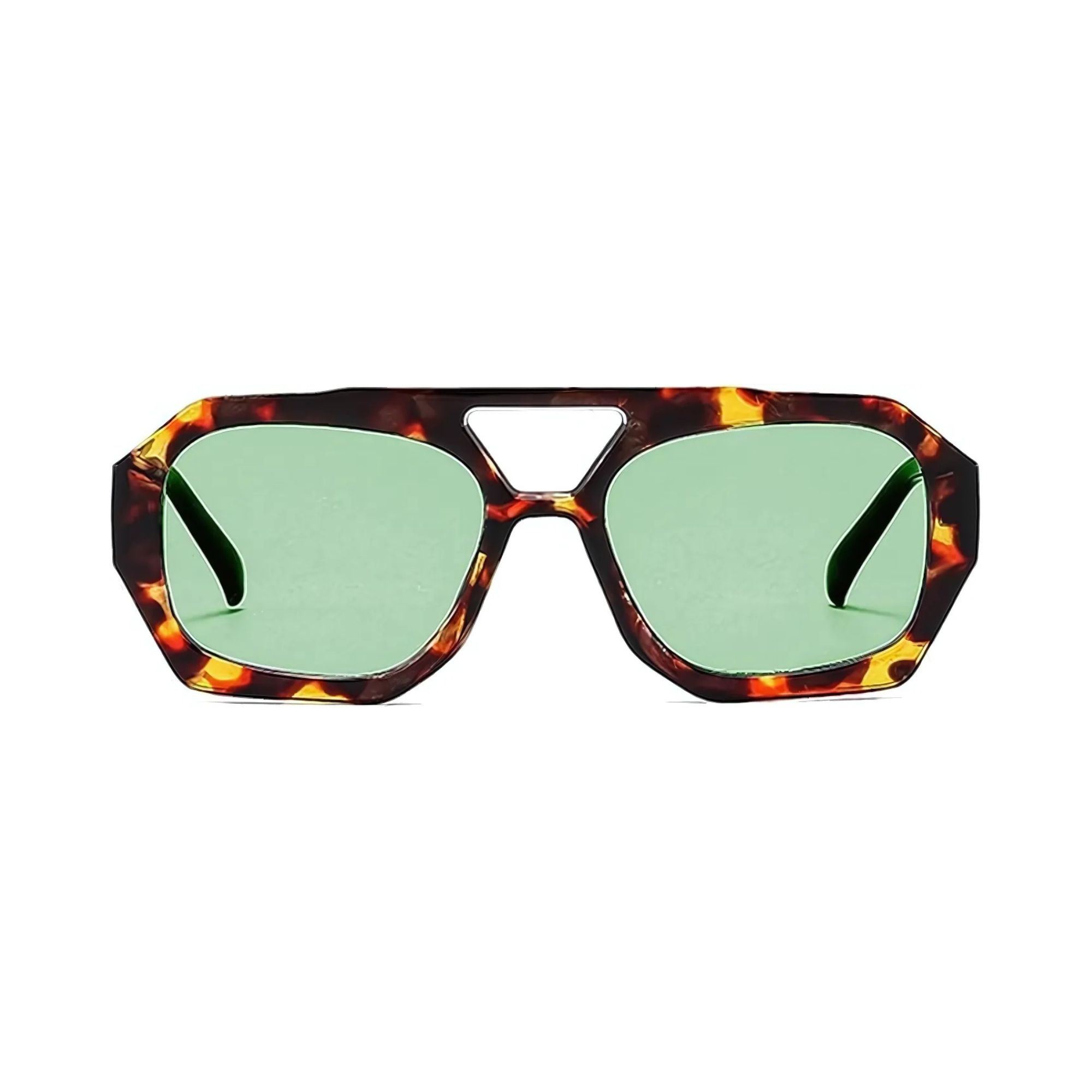 Rebel Retro Vintage 70s Hexagonal Aviator Double Bridge Sunglasses - Tortoise Frame Green Lenses Rebel Retro Vintage 70s Hexagonal Aviator Double Bridge Sunglasses - Tortoise Frame Green Lenses