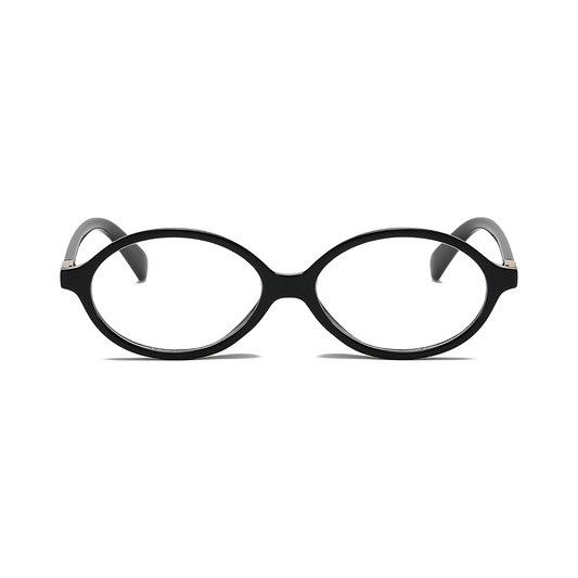 essntl series Retro Vintage 90s Oval Computer Glasses For Men & Women - Black Clear