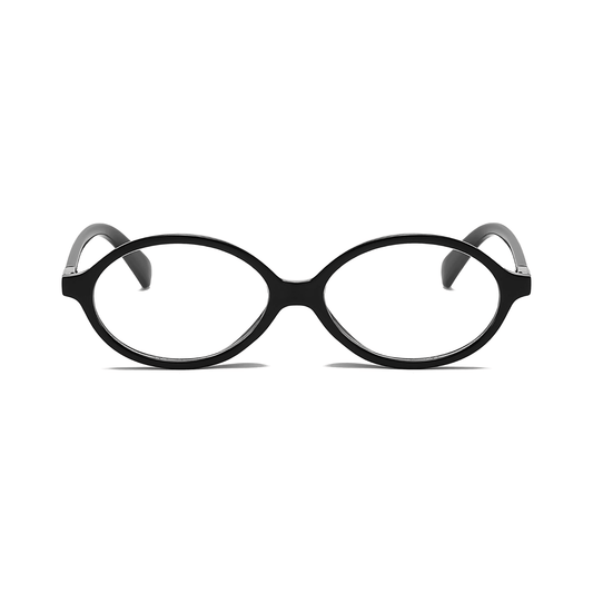 essntl series Retro Vintage 90s Oval Computer Glasses For Men & Women - Black Clear