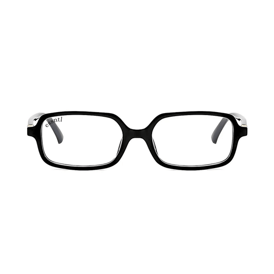 essntl series Retro Vintage Narrow 90s Rectangle Computer Glasses For Men & Women - Black Clear