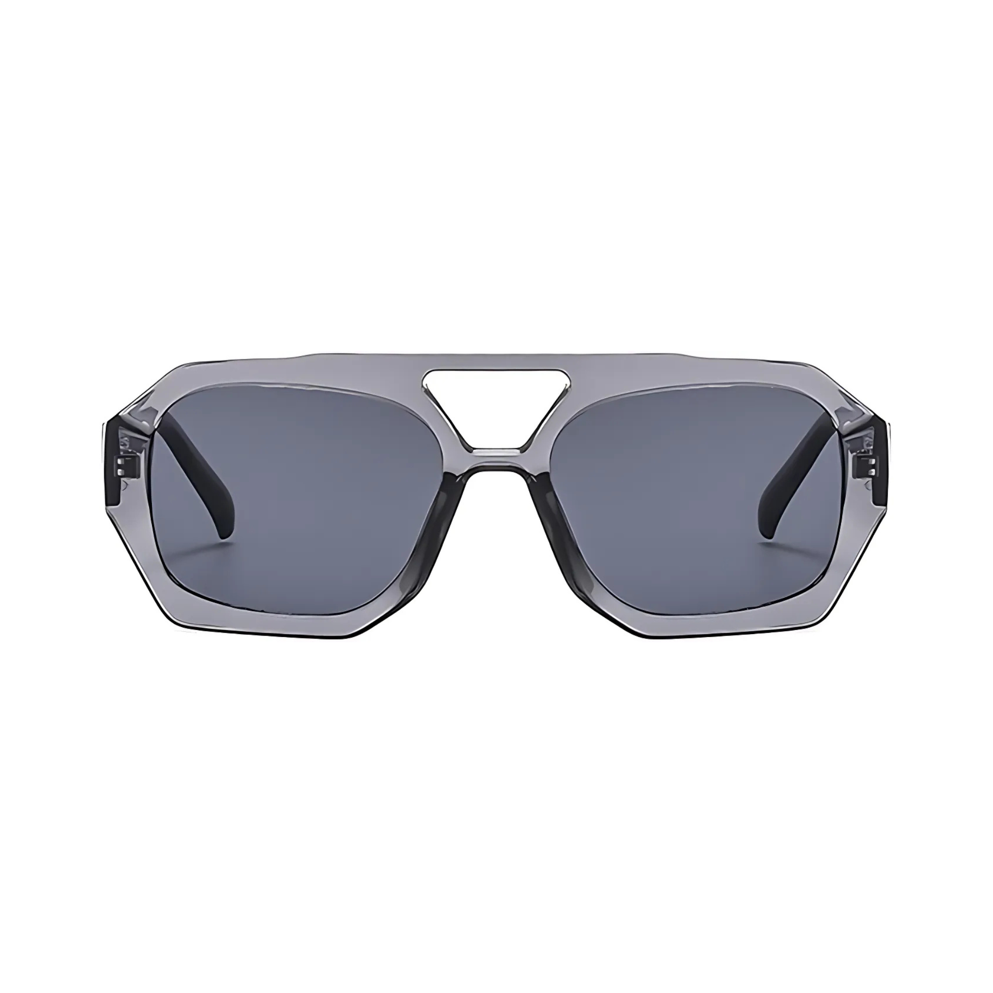 Rebel Retro Vintage 70s Hexagonal Aviator Double Bridge Sunglasses - Transparent Grey Rebel Retro Vintage 70s Hexagonal Aviator Double Bridge Sunglasses - Transparent Grey