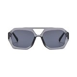 Rebel Retro Vintage 70s Hexagonal Aviator Double Bridge Sunglasses - Transparent Grey Rebel Retro Vintage 70s Hexagonal Aviator Double Bridge Sunglasses - Transparent Grey