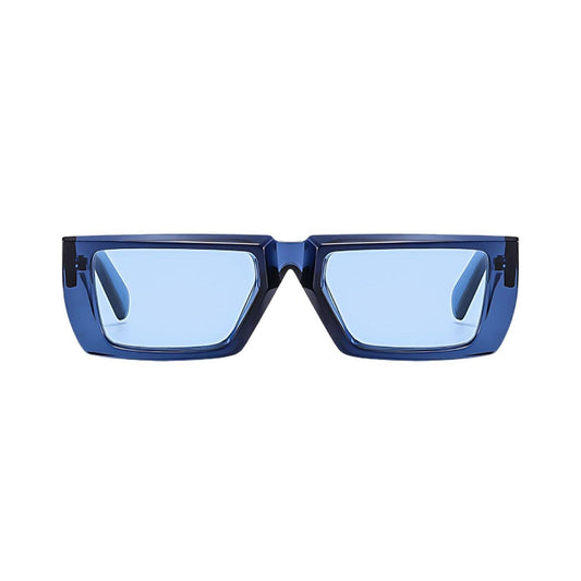 Futuristic Series Street Wear Y2K Rectangle Sunglasses - Cobalt Blue