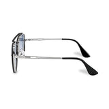 Bold Series Metal Frame Square Sunglasses - Silver Frame Gradient Blue Lens Bold Series Metal Frame Square Sunglasses - Silver Frame Gradient Blue Lens