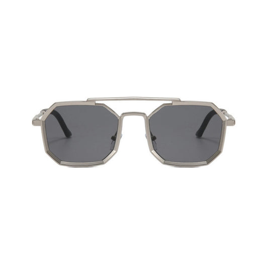 OCTO Series Metal Frame Octagon Sunglasses - Silver