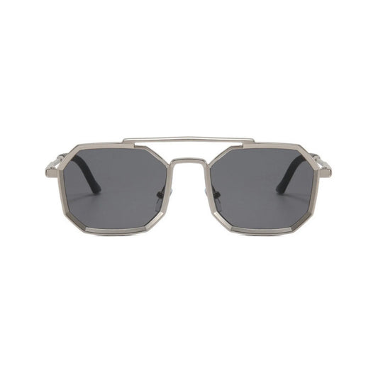 OCTO Series Metal Frame Octagon Sunglasses - Silver