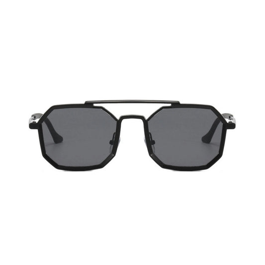 OCTO Series Metal Frame Octagon Sunglasses - Black