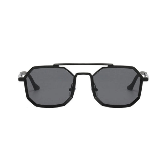 OCTO Series Metal Frame Octagon Sunglasses - Black