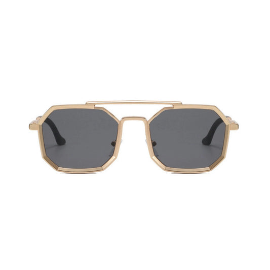 OCTO Series Metal Frame Octagon Sunglasses - Gold