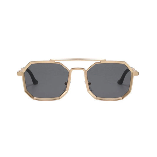 OCTO Series Metal Frame Octagon Sunglasses - Gold