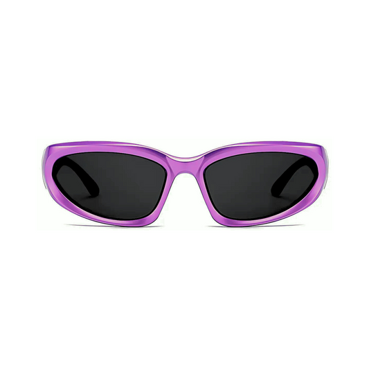 Futuristic Series Y2K Wraparound Sunglasses - Violet Frame Grey Lenses