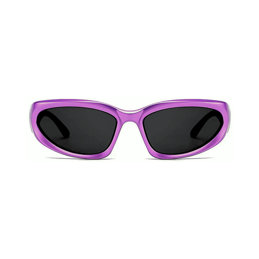 Futuristic Series Y2K Wraparound Sunglasses - Violet Frame Grey Lenses
