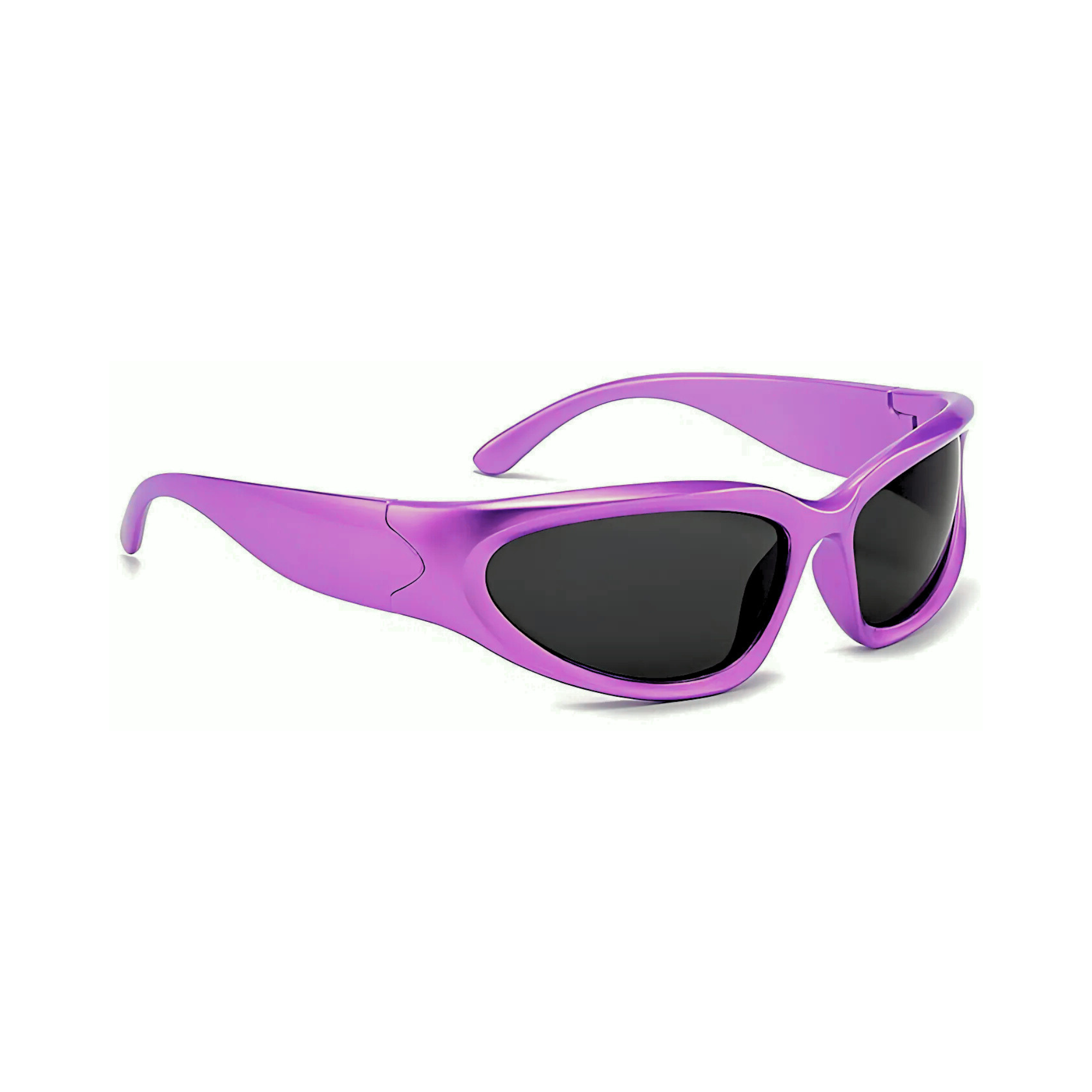 Futuristic Series Y2K Wraparound Sunglasses - Violet Frame Grey Lenses Futuristic Series Y2K Wraparound Sunglasses - Violet Frame Grey Lenses