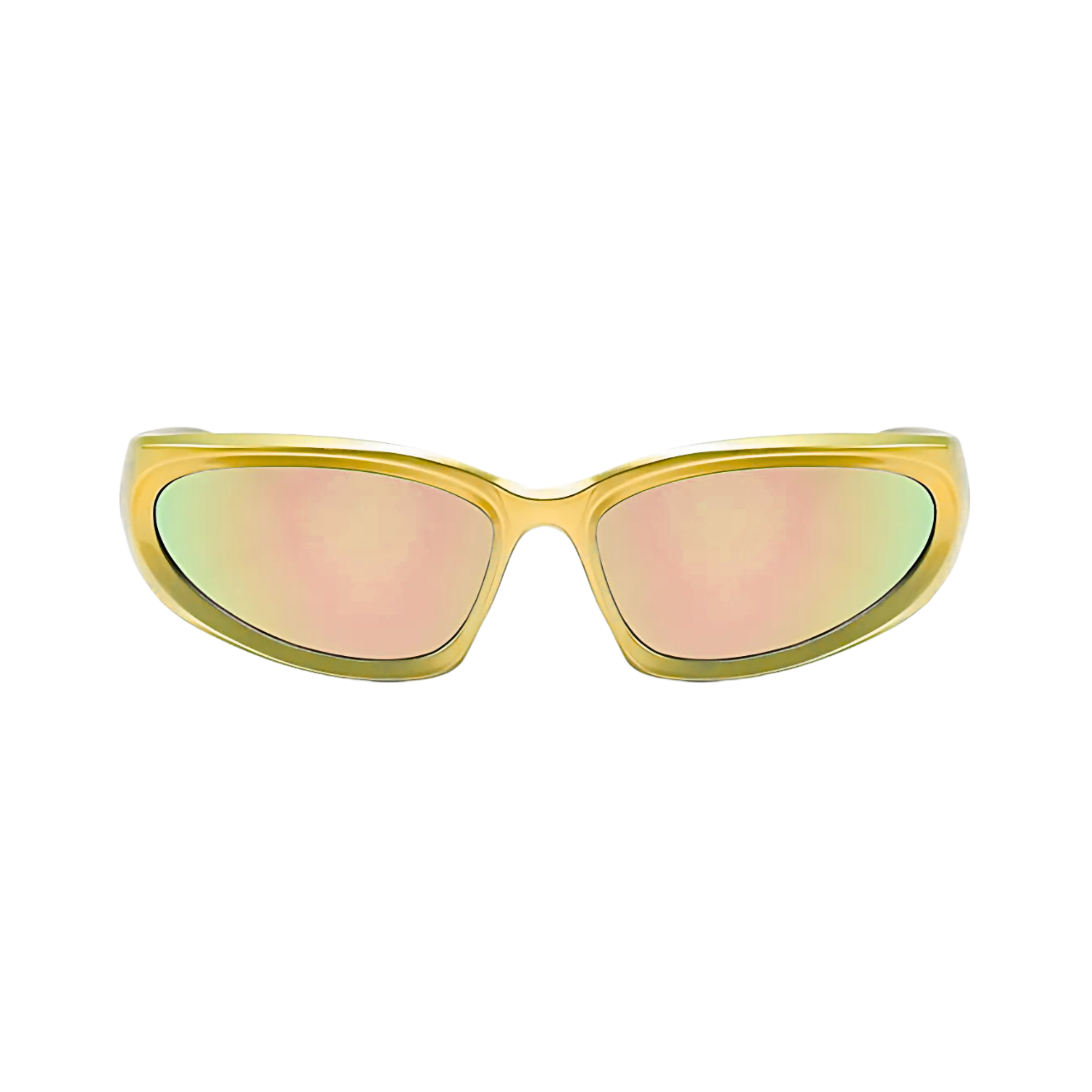 Futuristic Series Y2K Wraparound Sunglasses - Gold Frame Pink Mirrored Futuristic Series Y2K Wraparound Sunglasses - Gold Frame Pink Mirrored