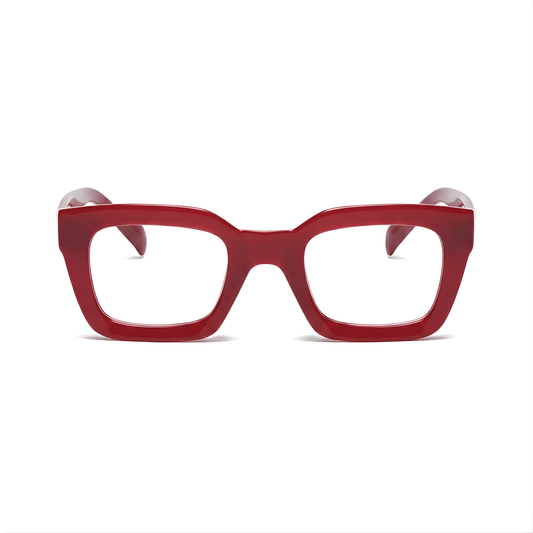 Dotted Series 3 Dots Square Computer Glasses - Bright Red
