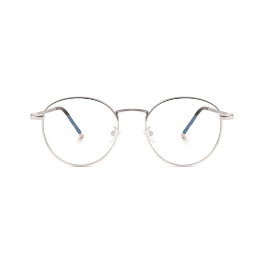 essntl series Vintage Round Computer Glasses For Men & Women Silver Frame Clear Lenses