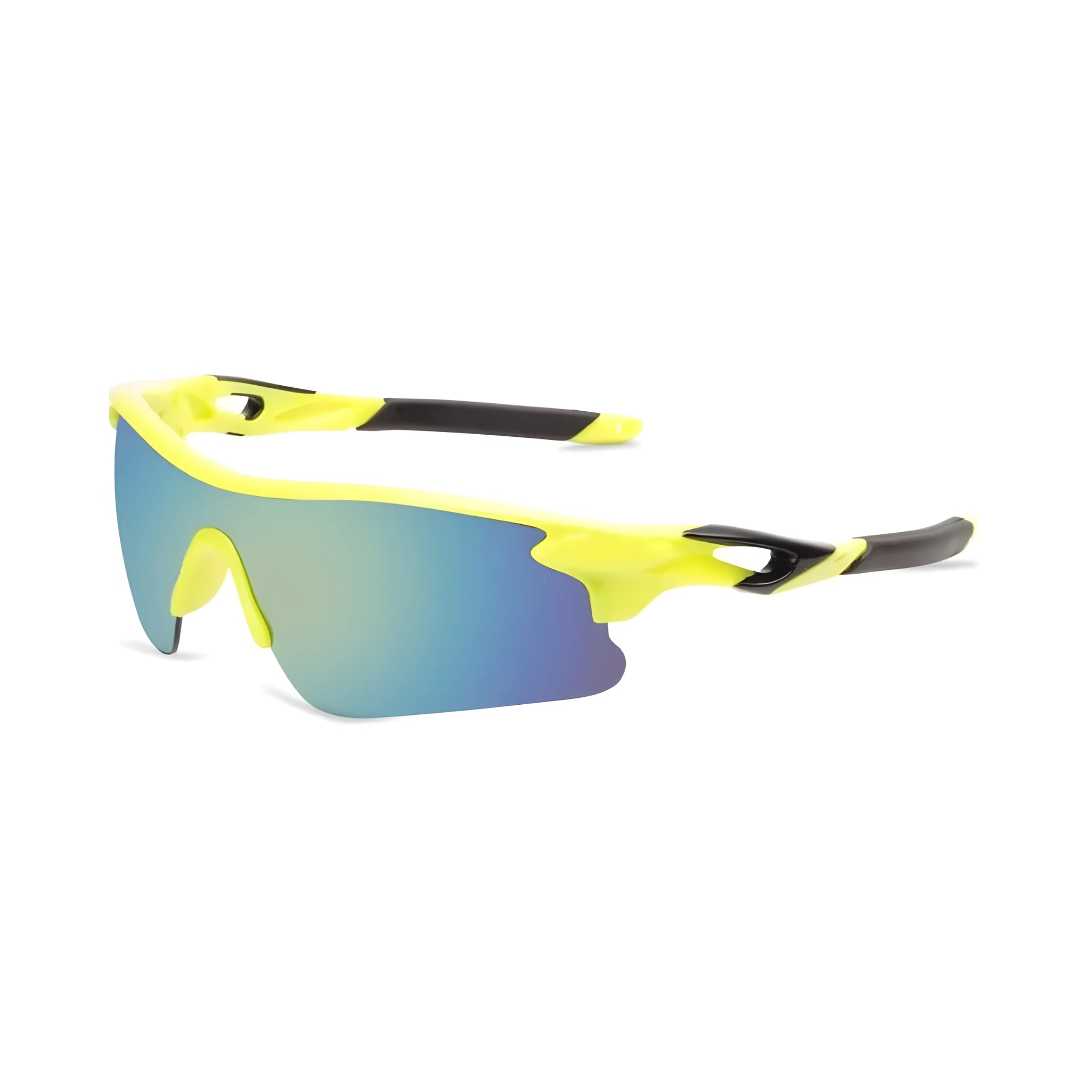 Futuristic Series Half Rim Sports Sunglasses - Yellow Frame Blue Yellow Gradient Lenses Futuristic Series Half Rim Sports Sunglasses - Yellow Frame Blue Yellow Gradient Lenses