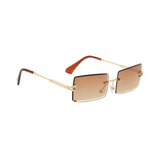 HautRim Series Rimless Rectangle Y2K Sunglasses For Men & Women Gold Brown HautRim Series Rimless Rectangle Y2K Sunglasses For Men & Women Gold Brown