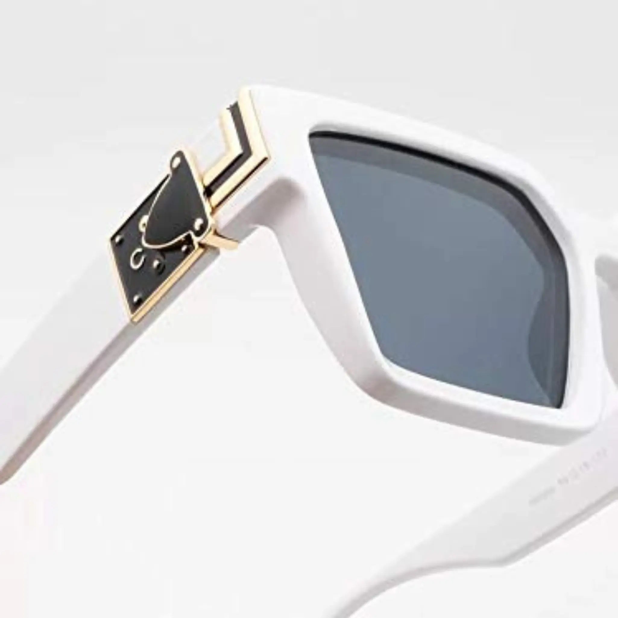 Monster Series UV Protected Square Sunglasses - White Frame Grey Lens Monster Series UV Protected Square Sunglasses - White Frame Grey Lens