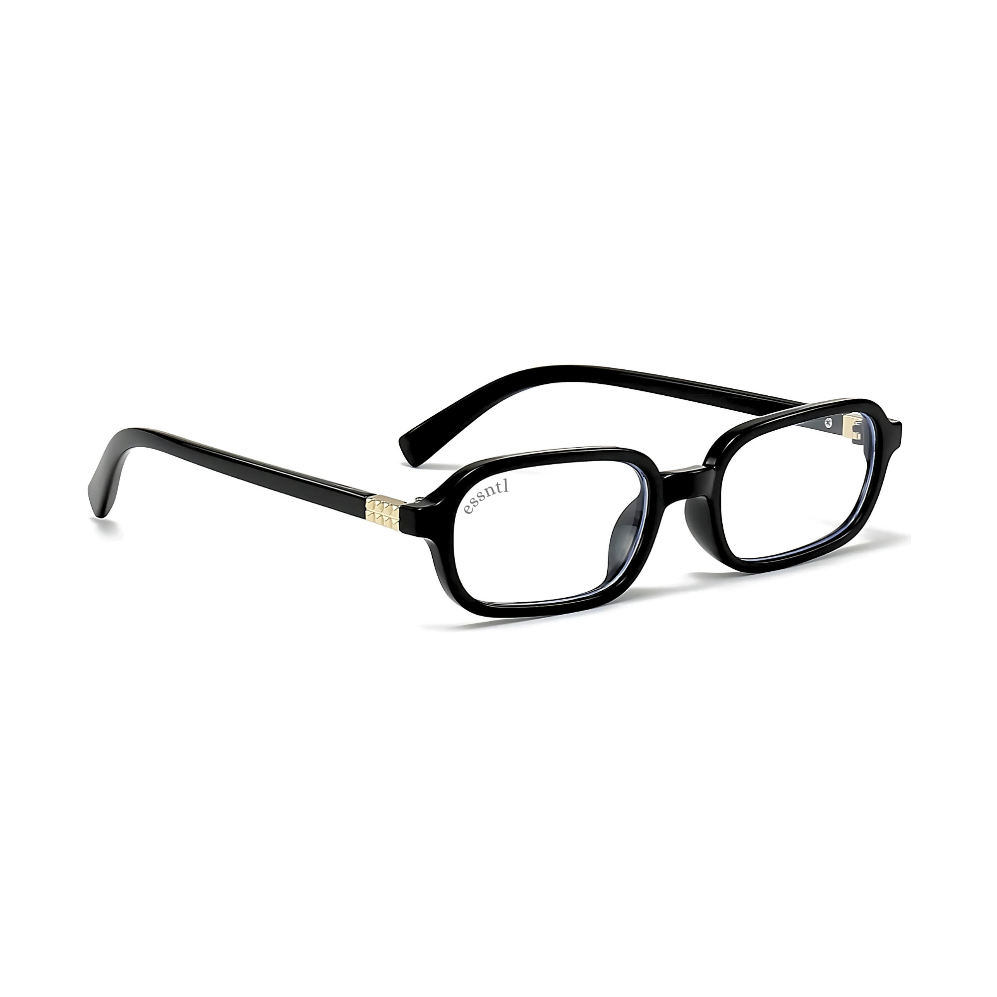 essntl series Retro Vintage Narrow 90s Rectangle Computer Glasses For Men & Women - Black Clear essntl series Retro Vintage Narrow 90s Rectangle Computer Glasses For Men & Women - Black Clear