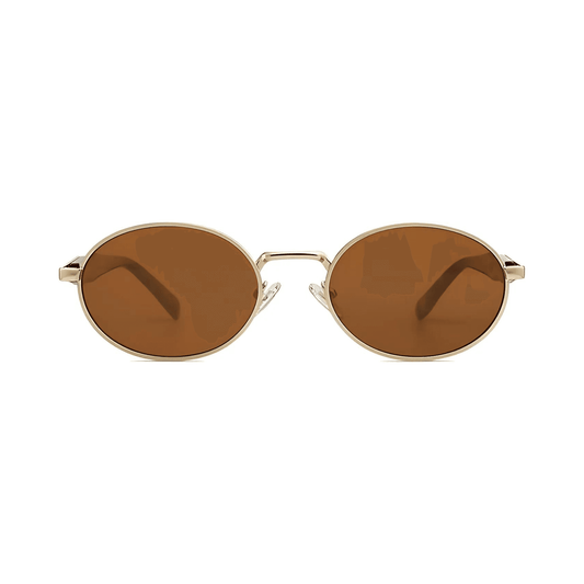 essntl Series Retro Oval Sunglasses For Men & Women - Emerald Brown